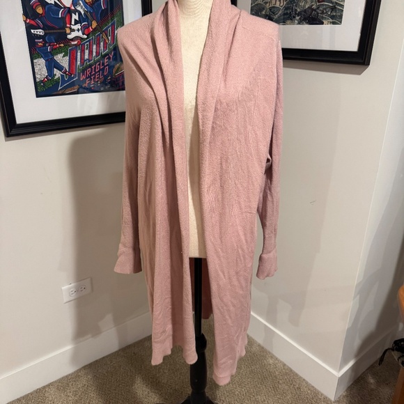 Leith Longline Open Front Duster Cardigan - Pink Sz L - Picture 2 of 3